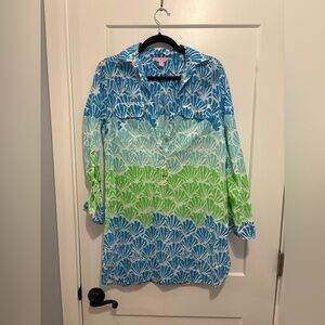 Lilly Pulitzer Blue and White Floral Beach Cover Up